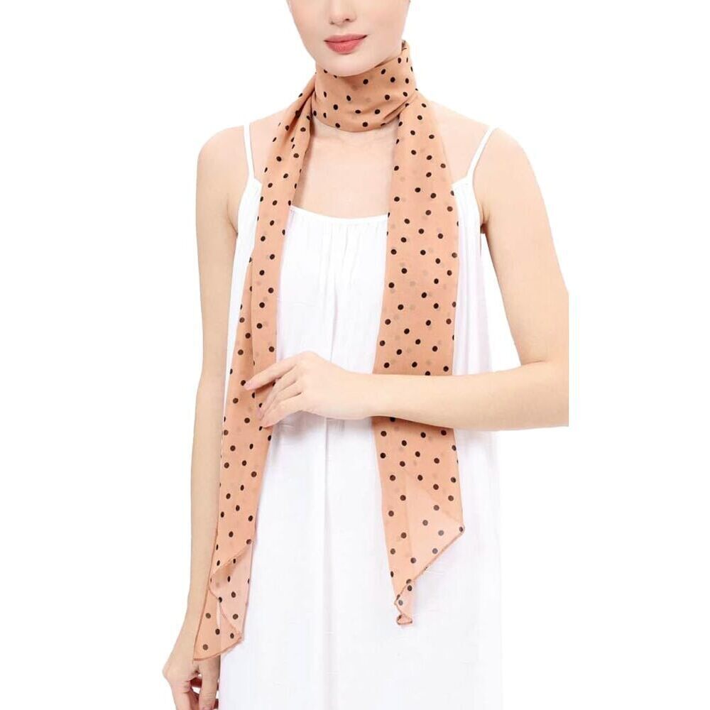 3283 Long Skinny Scarf For Women Polka Dot Neck Scarf Chiffon Headwrap Fashion